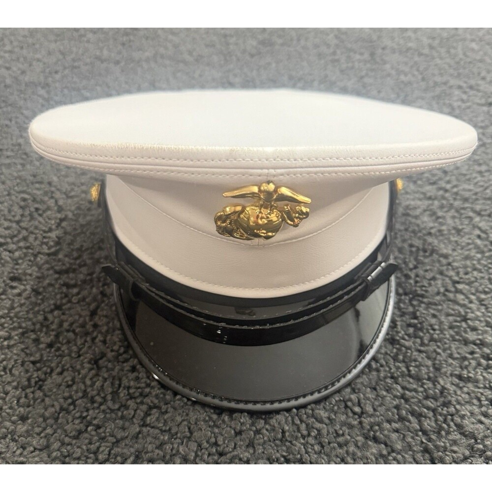 USMC Marine Corps Enlisted Dress Cap White Size 6 5/8 Bernard Cap Co.